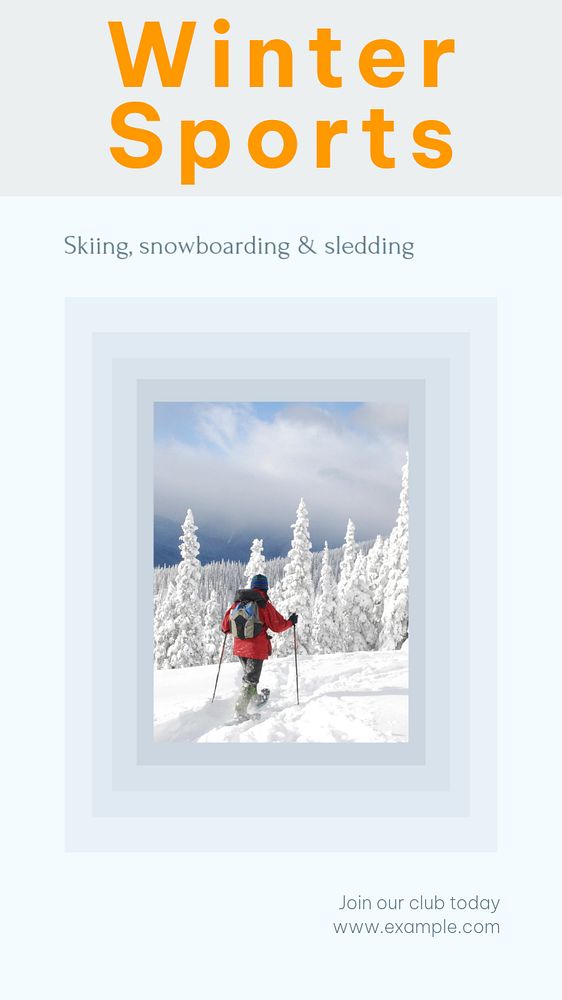 Winter sports social story template, editable Instagram design