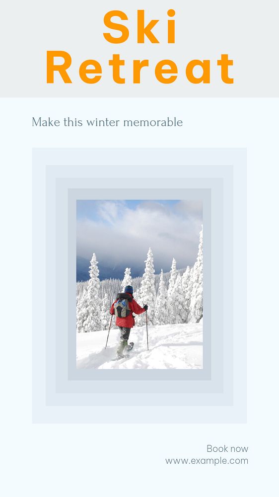 Ski retreat social story template, editable Instagram design