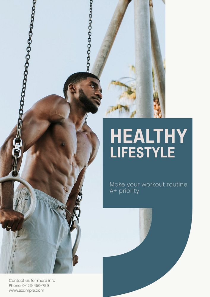 Healthy lifestyle poster template, editable text & design