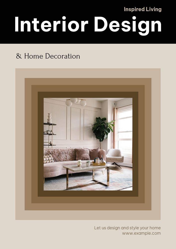 Interior design poster template, editable text & design