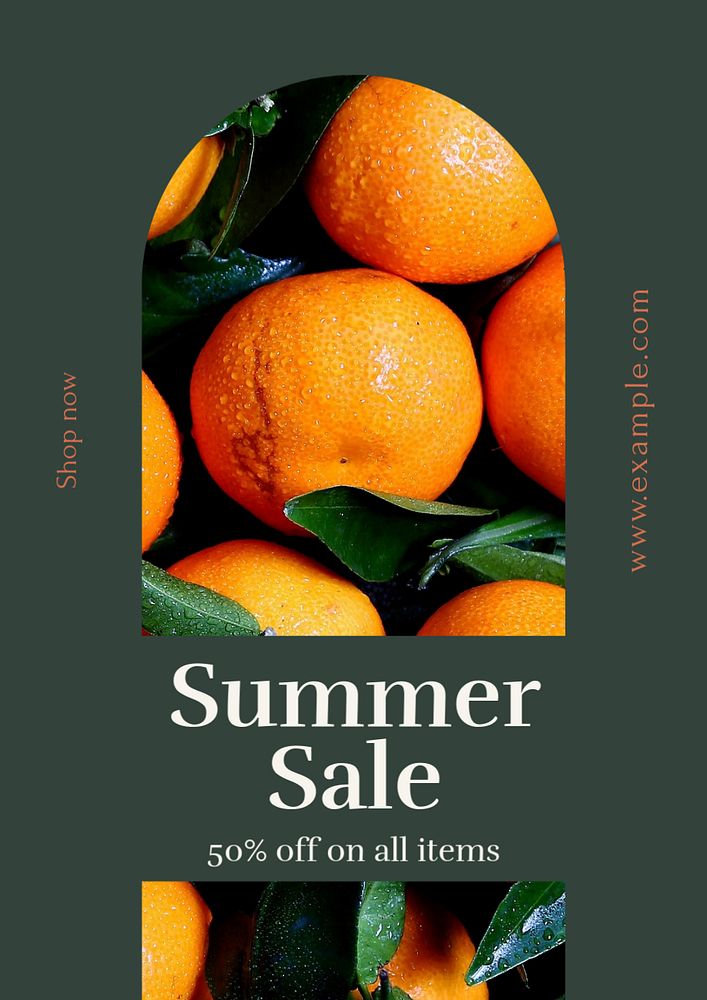 Summer sale poster template, editable text & design