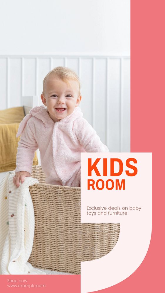 Kid's room social story template, editable Instagram design