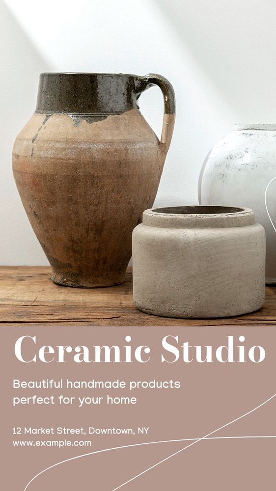 Ceramic studio social story template, editable Instagram design