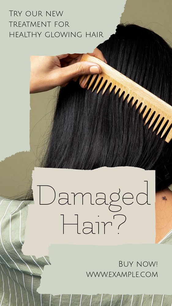 Damaged hair social story template, editable Instagram design