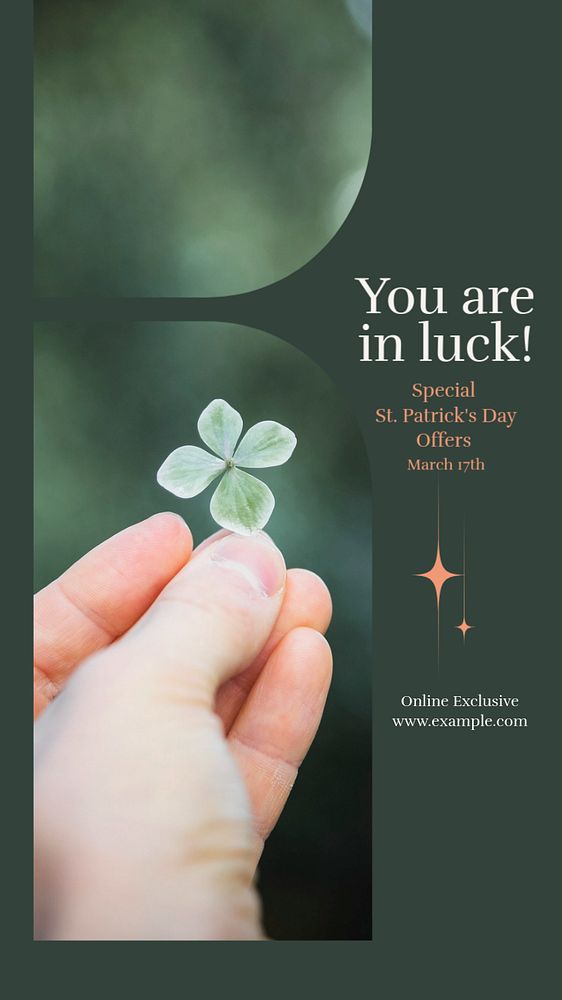 Lucky st.Patrick's sale social story template, editable Instagram design