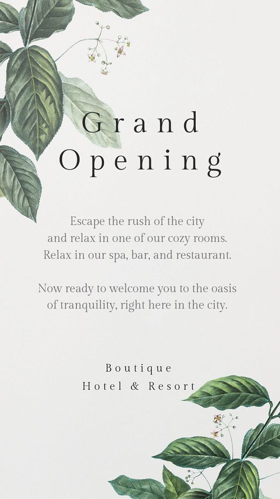 Grand opening Instagram story template, editable text