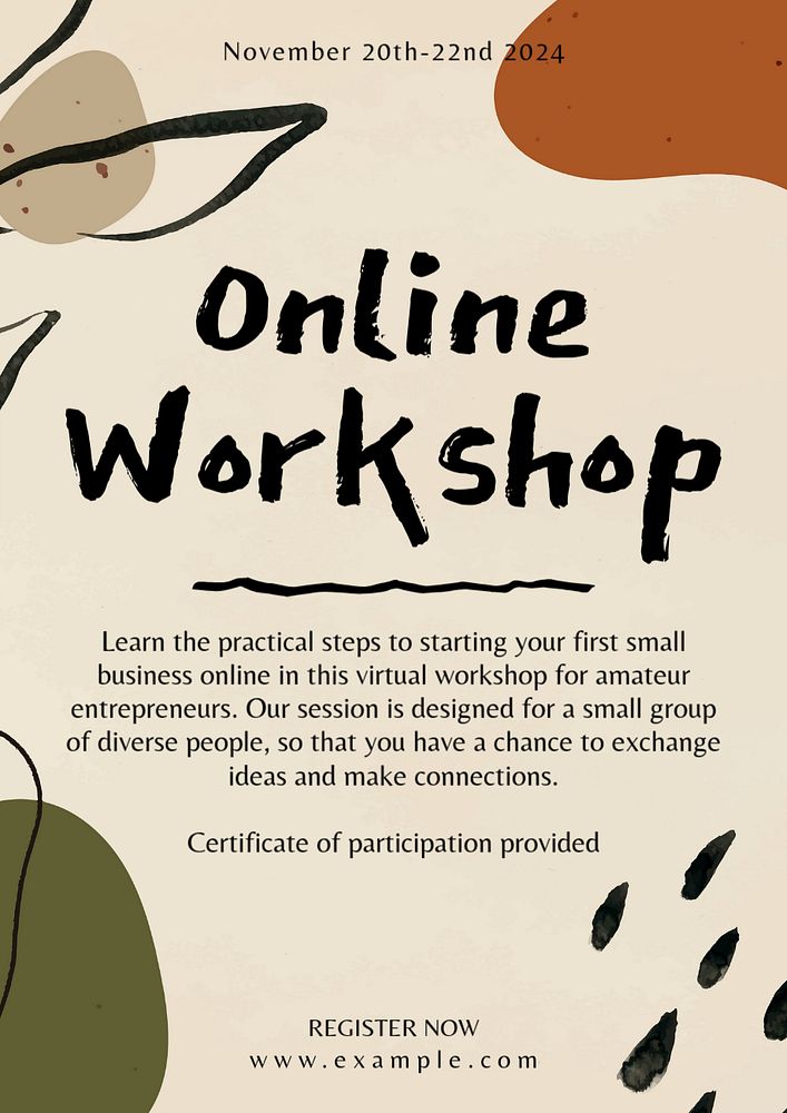 Online workshop editable poster template