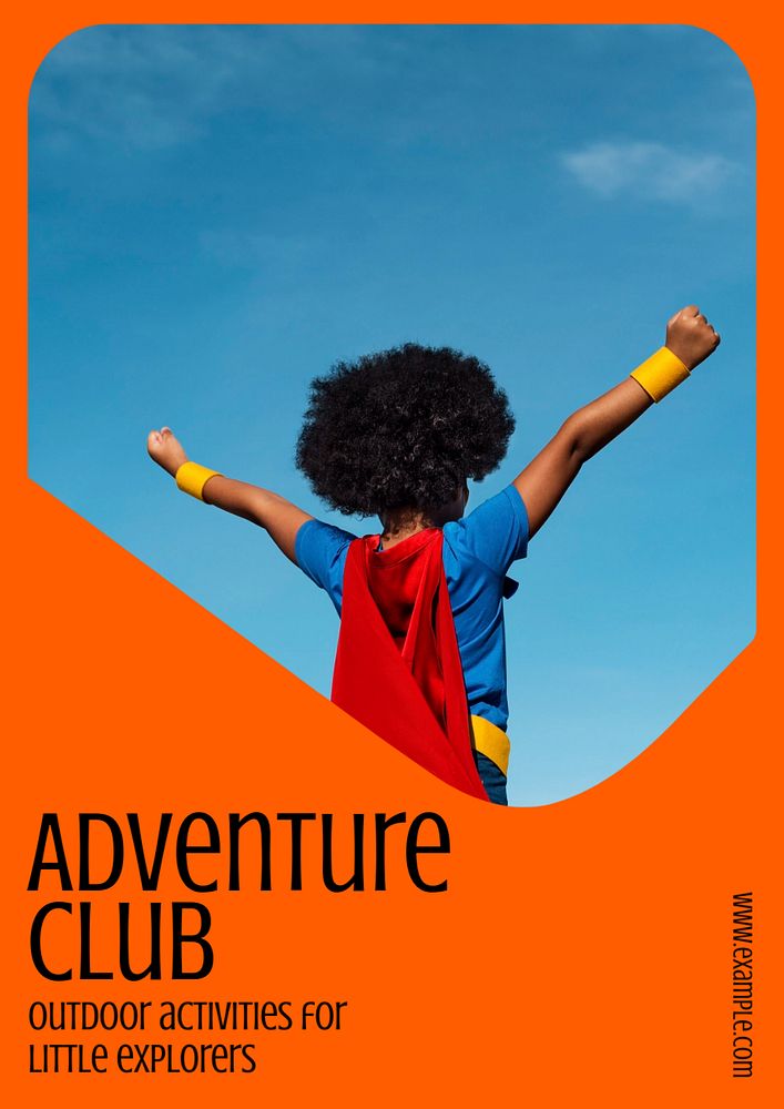 Kids adventure club poster template, editable text & design