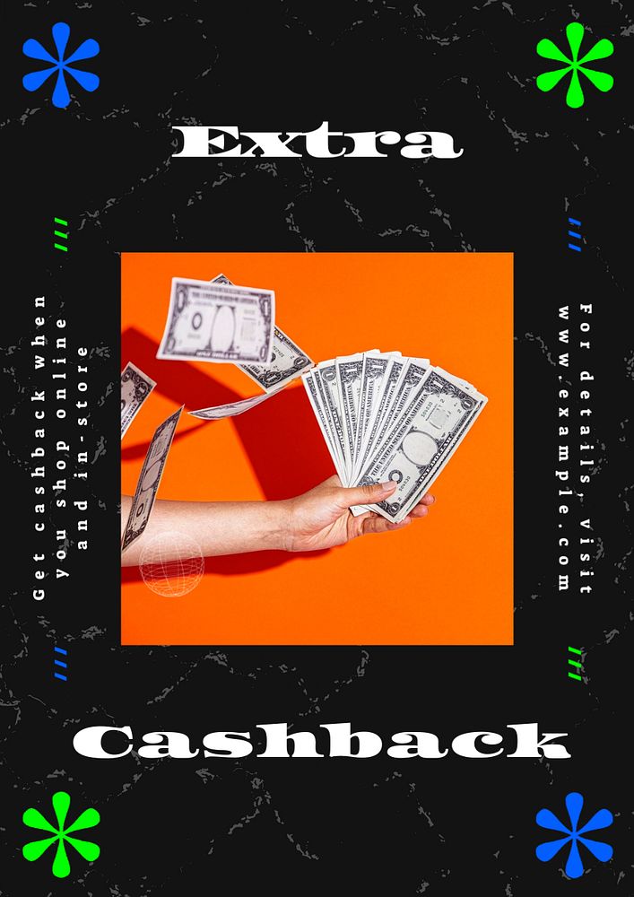 Extra cashback poster template, editable text & design