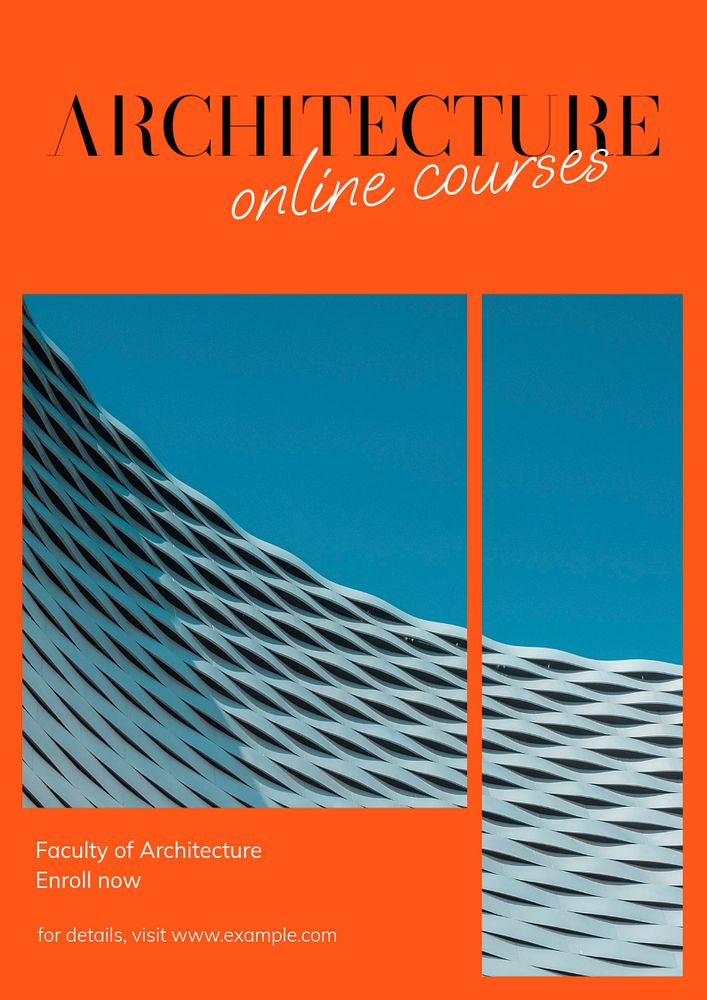 Architecture, online degrees poster template, editable text & design