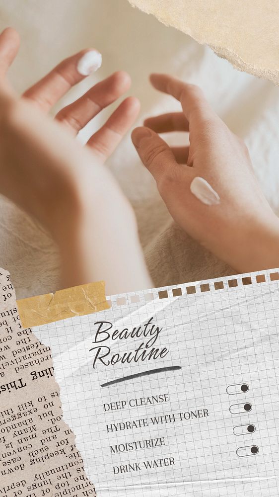 Beauty routine social story template, editable Instagram design