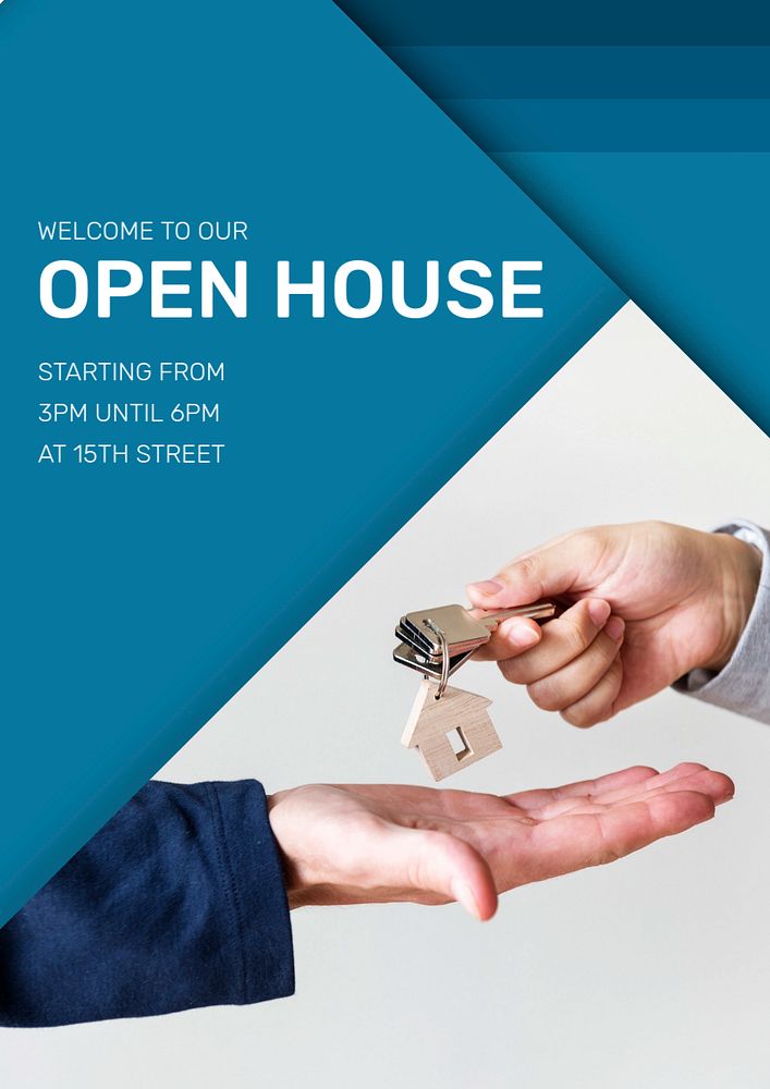 Open house poster template, editable text & design