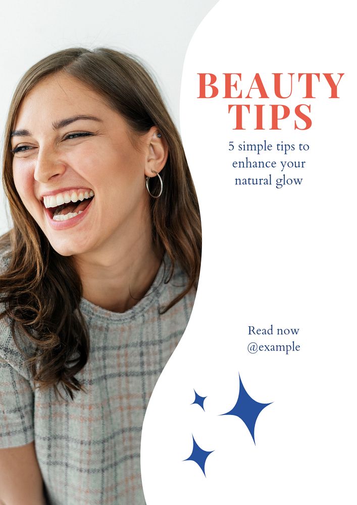 Beauty tips poster template, editable text & design