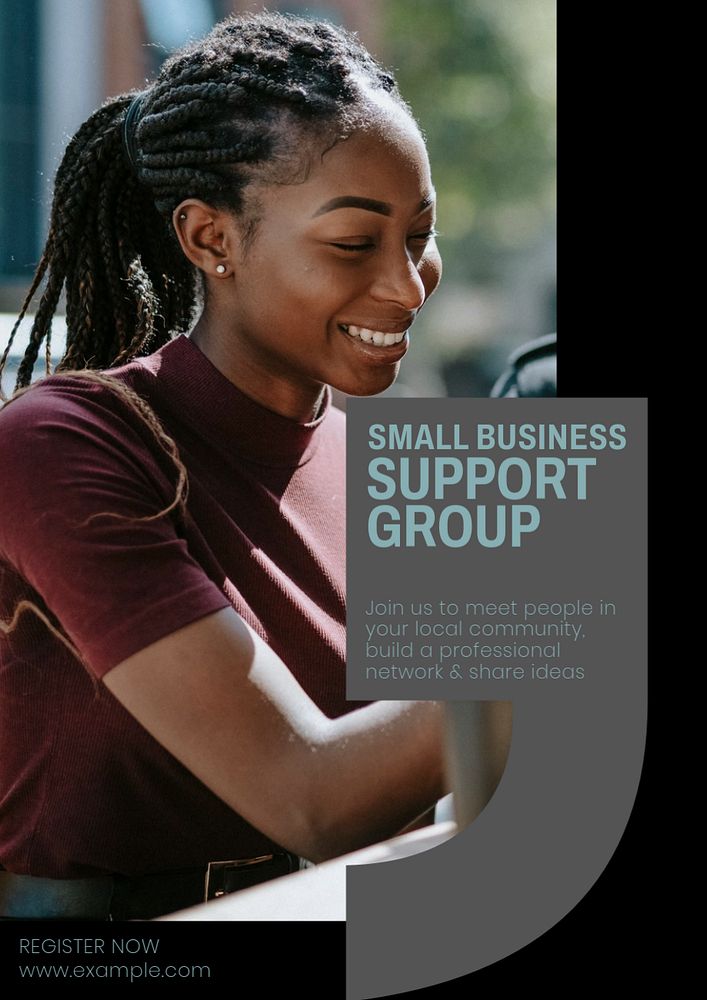 Small business support poster template, editable text & design