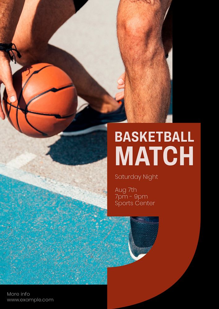 Basketball match poster template, editable text & design