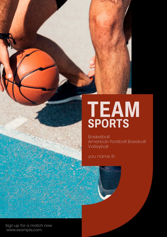 Team sports poster template, editable text & design