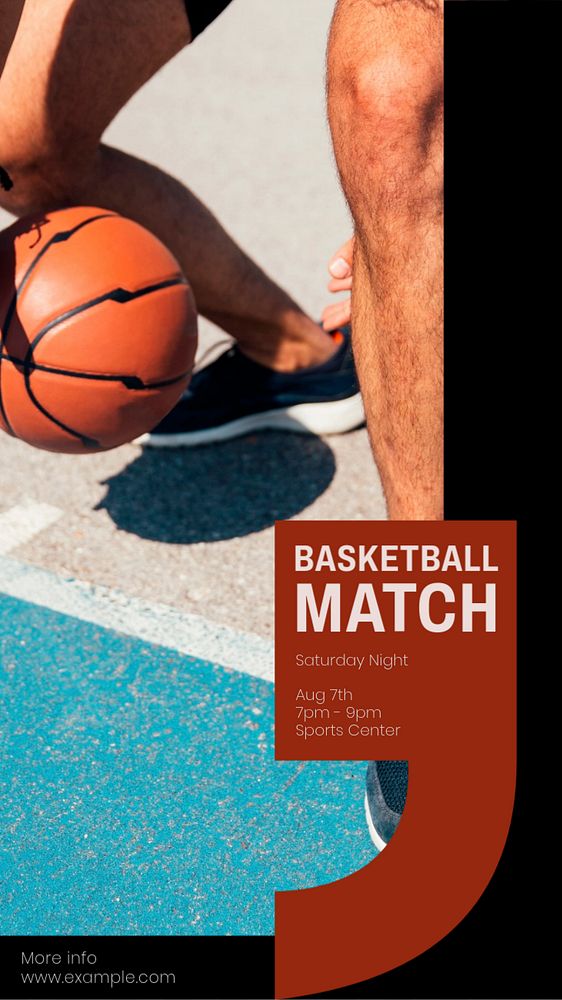 Basketball match social story template, editable Instagram design