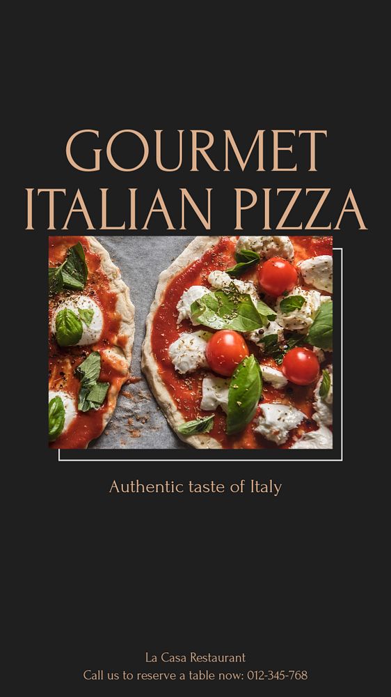 Gourmet Italian pizza social story template, editable Instagram design