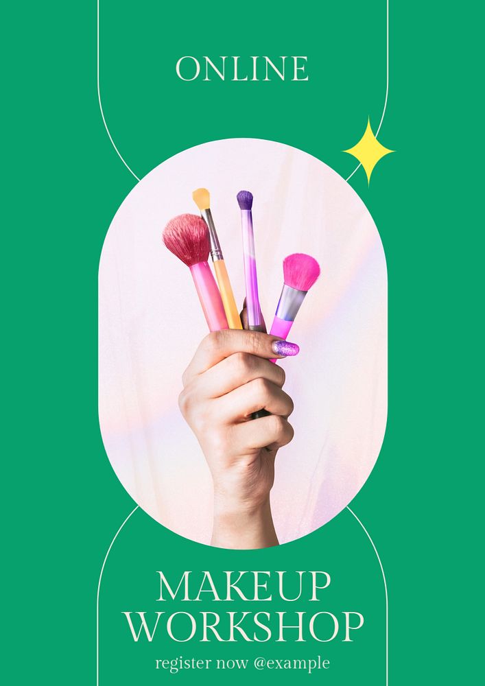 Makeup workshop poster template, editable text & design