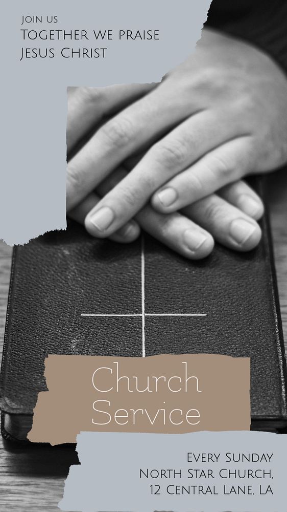 Church service social story template, editable Instagram design