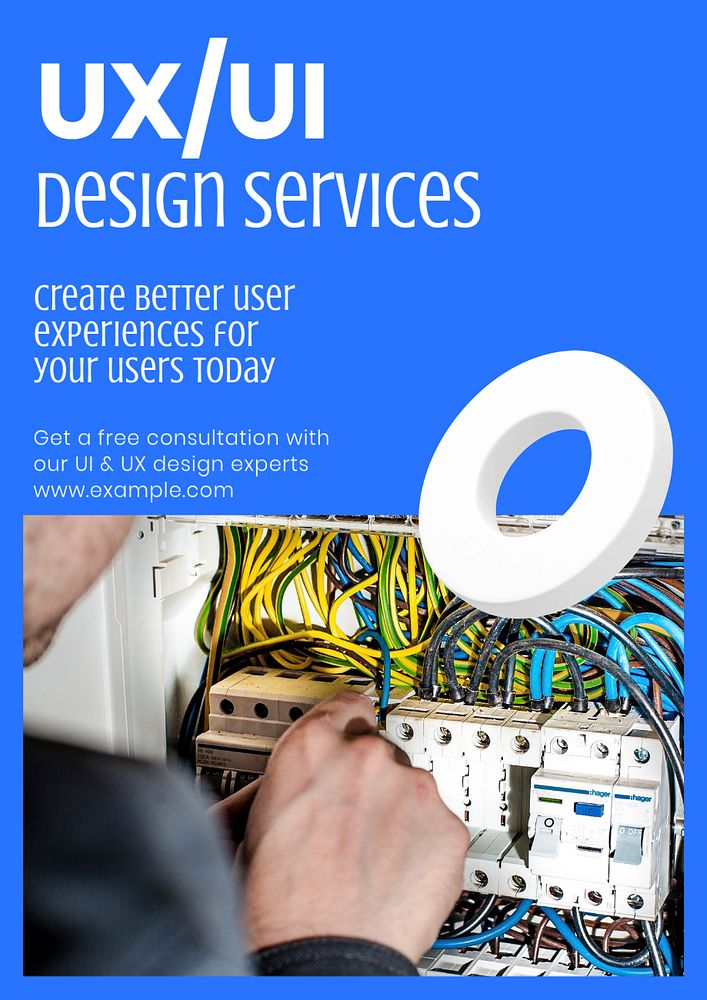 UX/UI design poster template, editable text & design