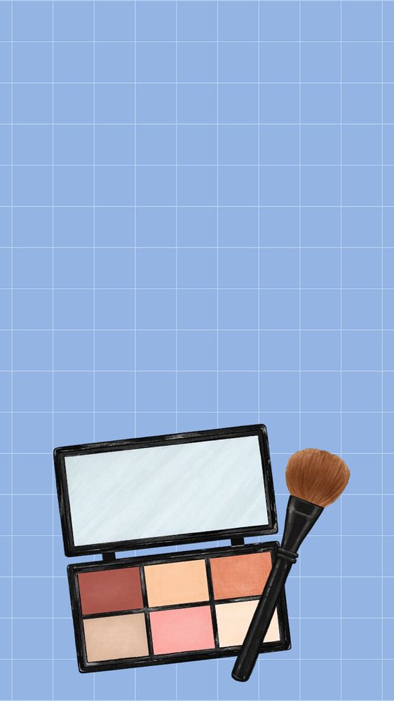 Makeup palette, cosmetic phone wallpaper, digital paint illustration, editable design