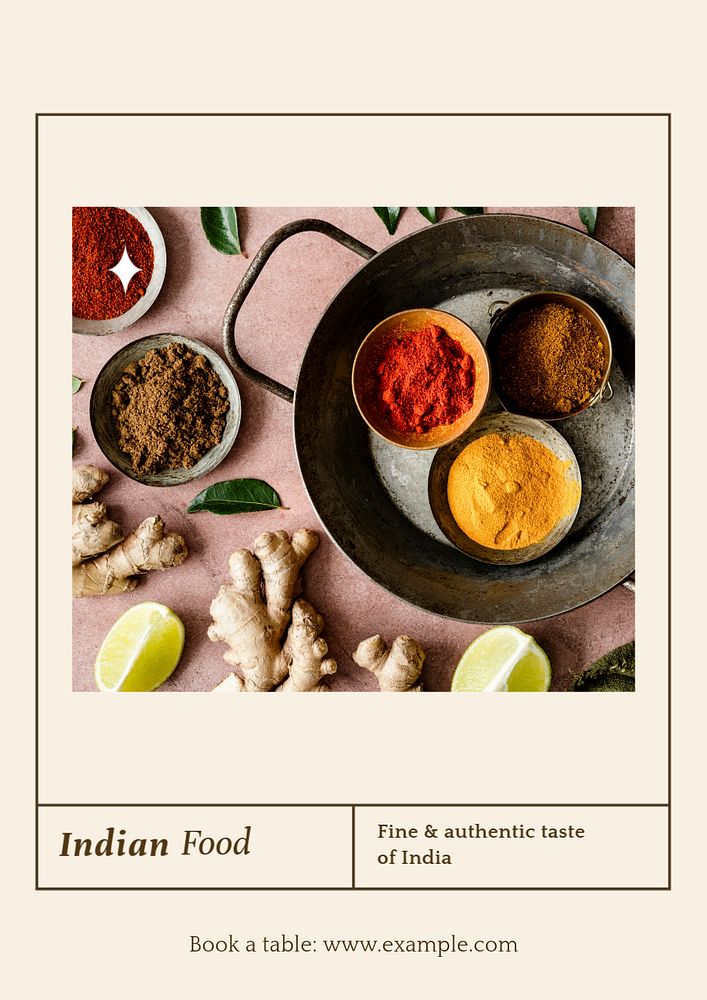 Indian food poster template, editable text & design