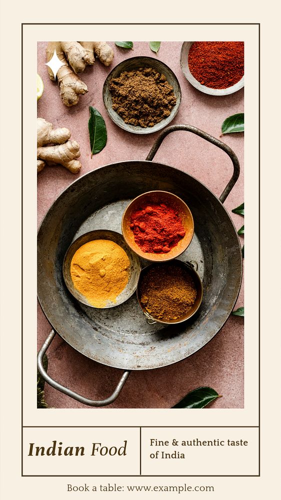 Indian food social story template, editable Instagram design