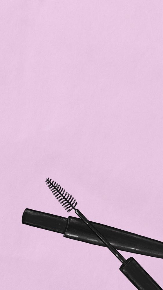 Mascara iPhone wallpaper, cosmetic illustration, editable design