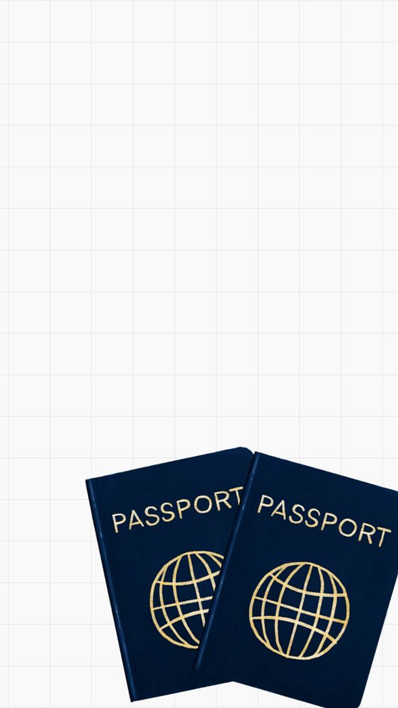 Passport iPhone wallpaper, hand drawn illustration, editable design