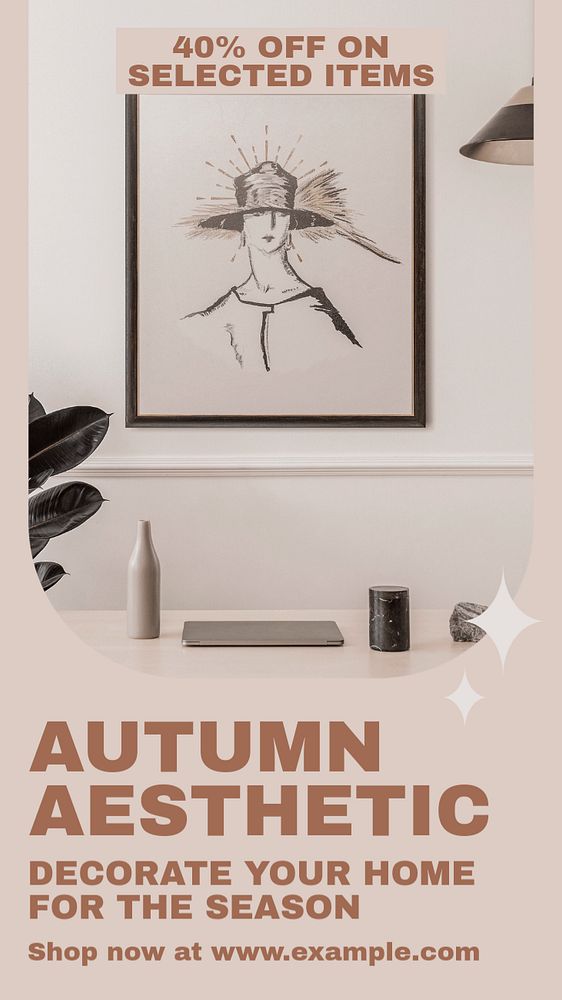 Autumn home decoration social story template, editable Instagram design