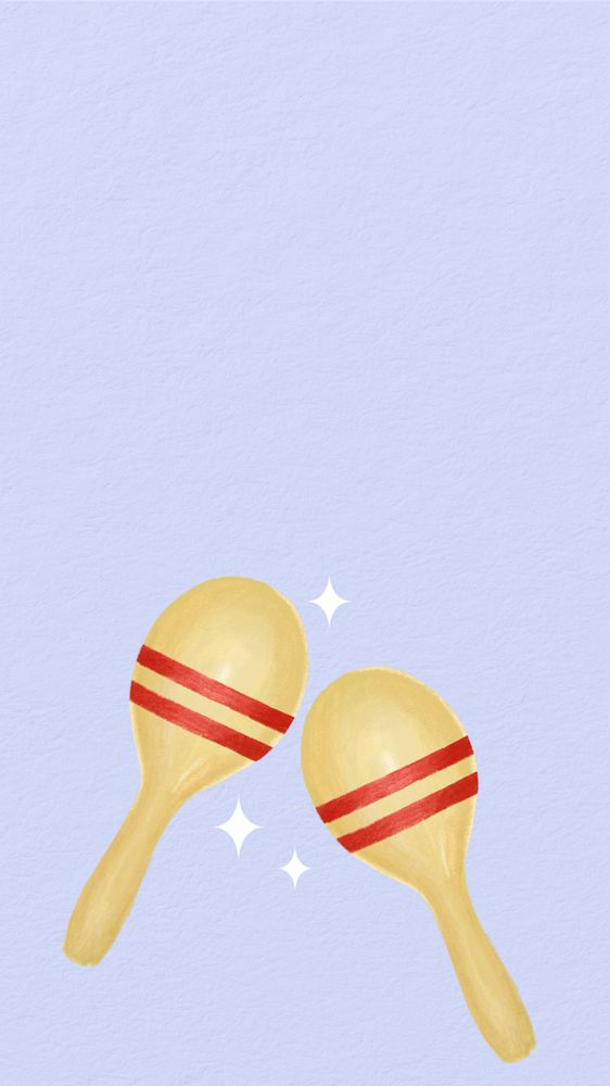 Maracas, musical instrument iPhone wallpaper, hand drawn illustration, editable design