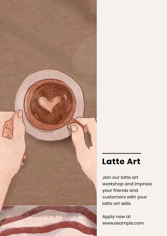 Latte art poster template, editable text & design