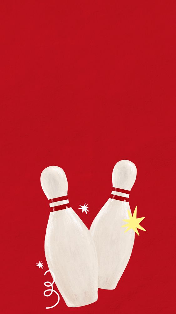 Bowling alley iPhone wallpaper, hand drawn illustration, editable design