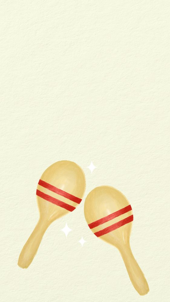 Maracas, Latin music iPhone wallpaper, hand drawn illustration, editable design