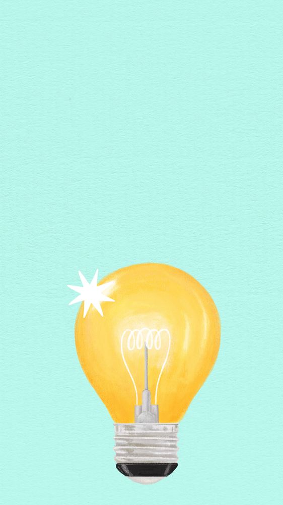 Light bulb iPhone wallpaper, creative ideas illustration, editable design