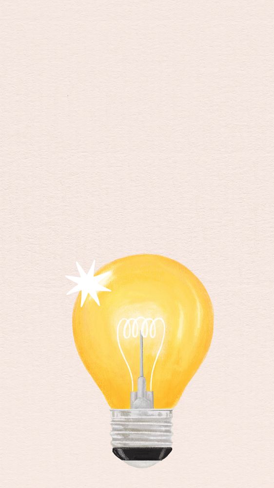 Light bulb, ideas iPhone wallpaper, hand drawn illustration, editable design