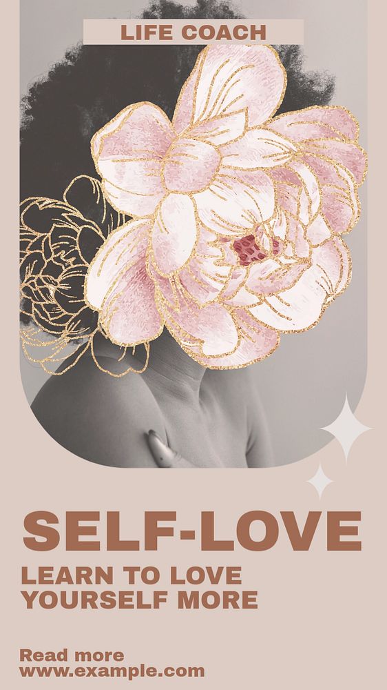 Learn self love social story template, editable Instagram design