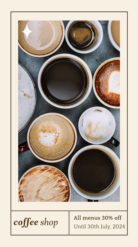 Coffee shop social story template, editable Instagram design