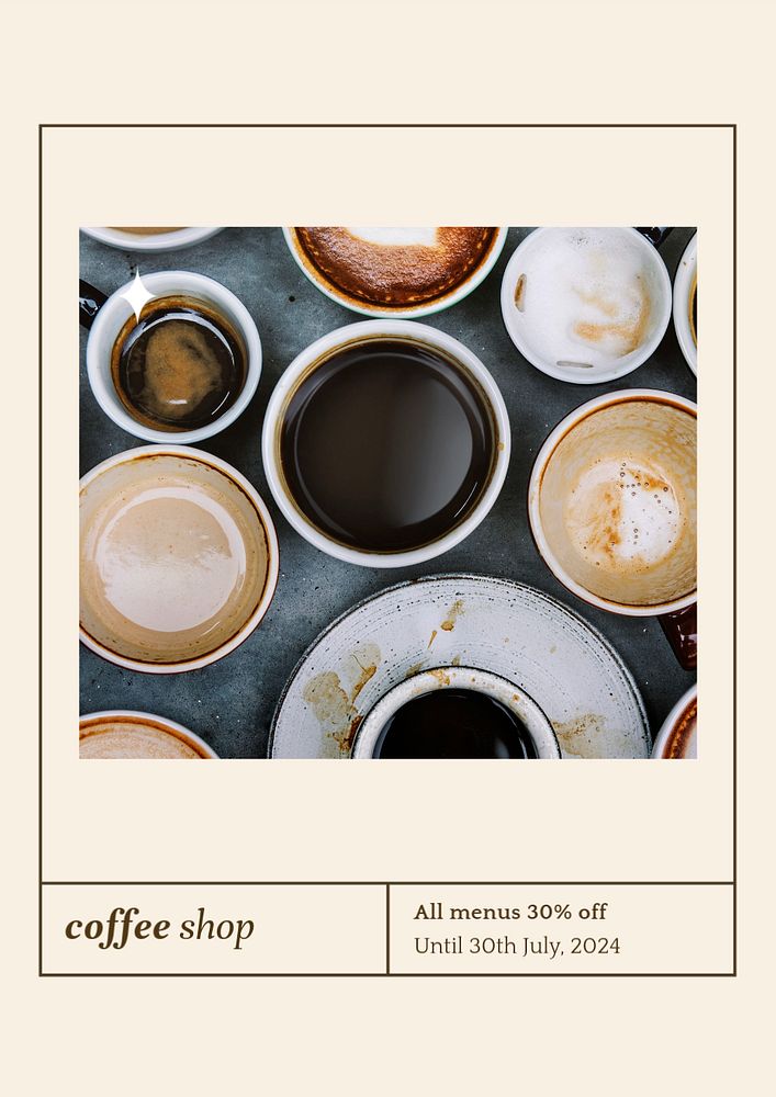 Coffee shop poster template, editable text & design