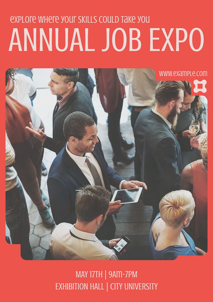 Job expo poster template, editable text & design