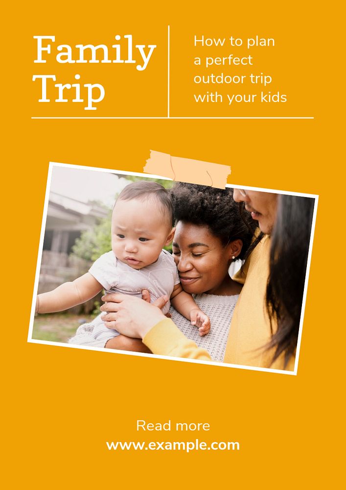 Family trip poster template, editable text & design