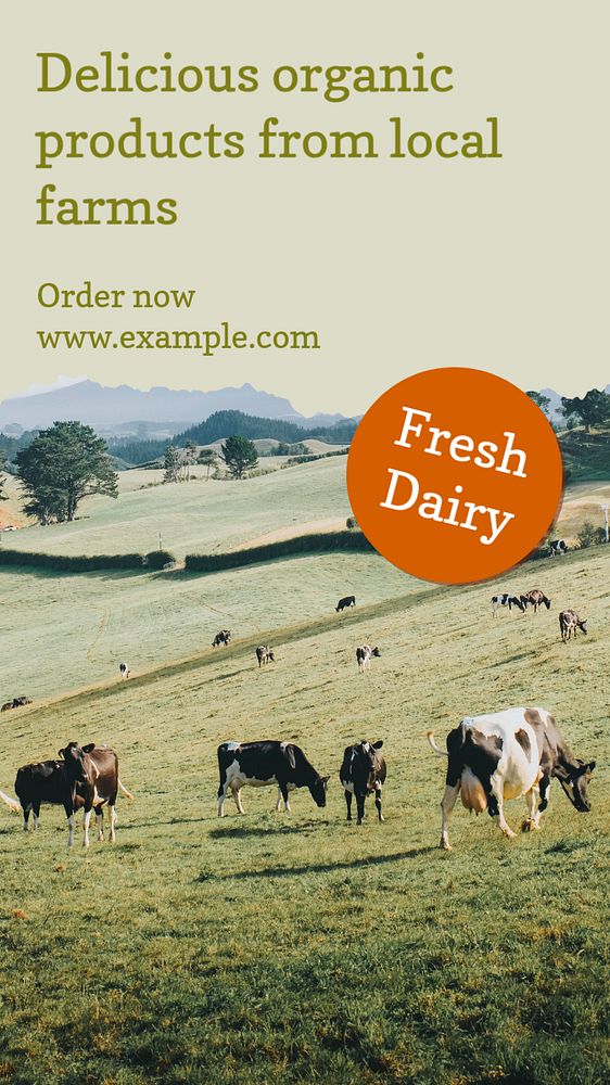 Fresh dairy products social story template, editable Instagram design