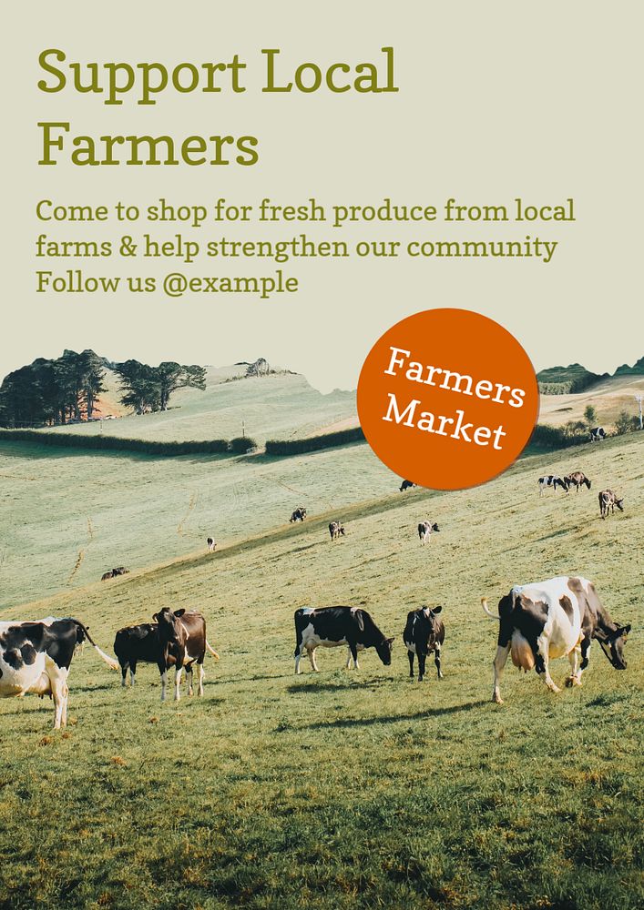 Support local farmers poster template, editable text & design