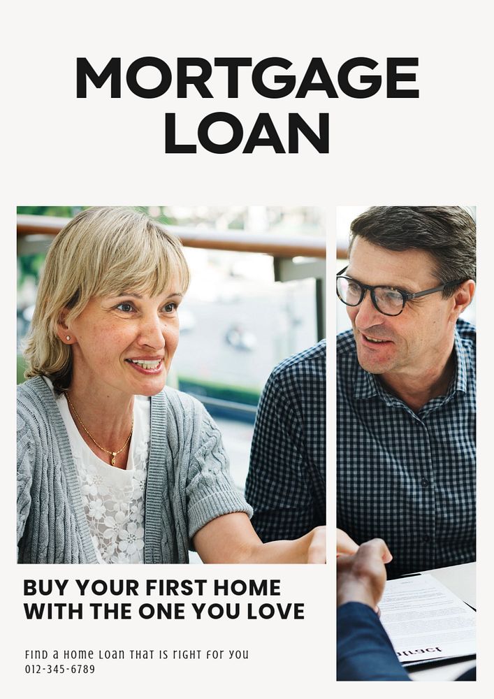 Mortgage loan poster template, editable text & design