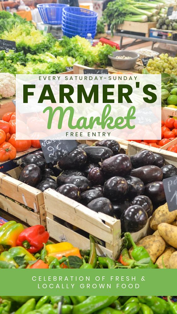 Farmers market social story template, editable Instagram design