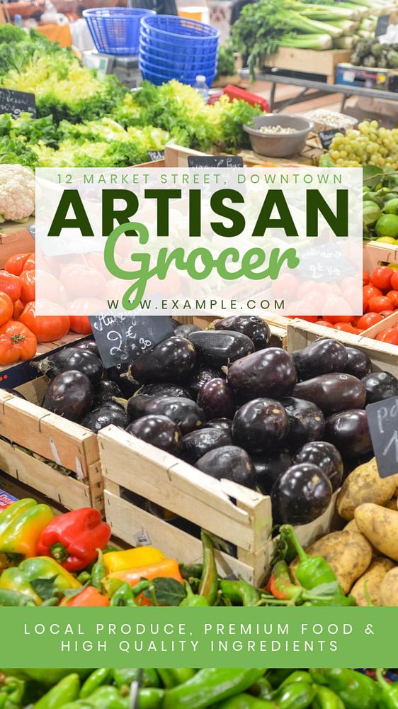 Artisan grocer social story template, editable Instagram design