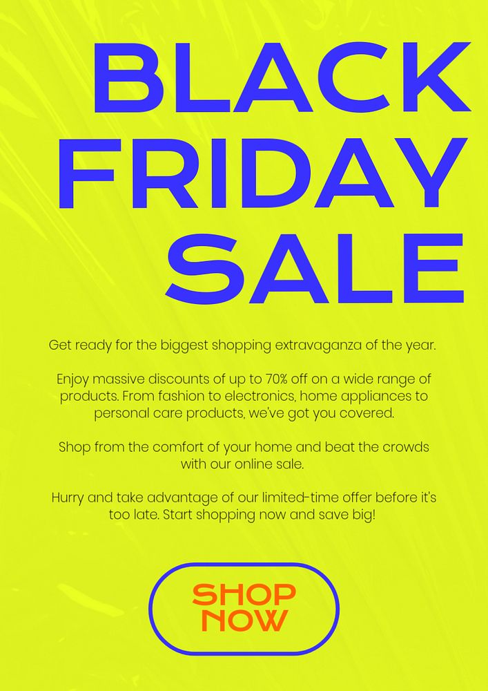 Black friday sale poster template, editable text and design