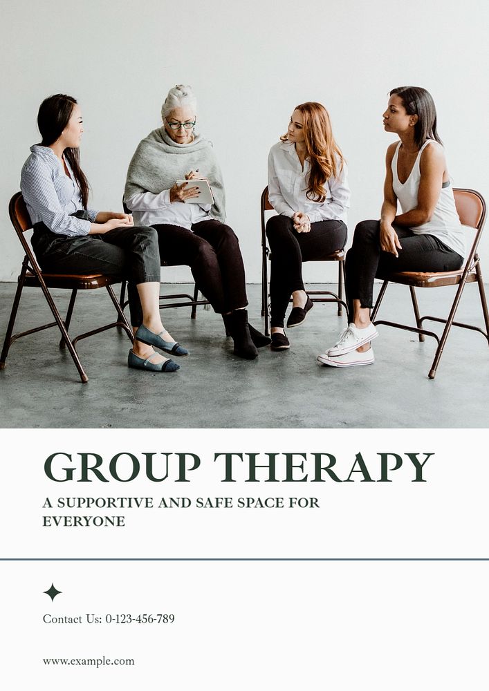 Group therapy poster template, editable text & design