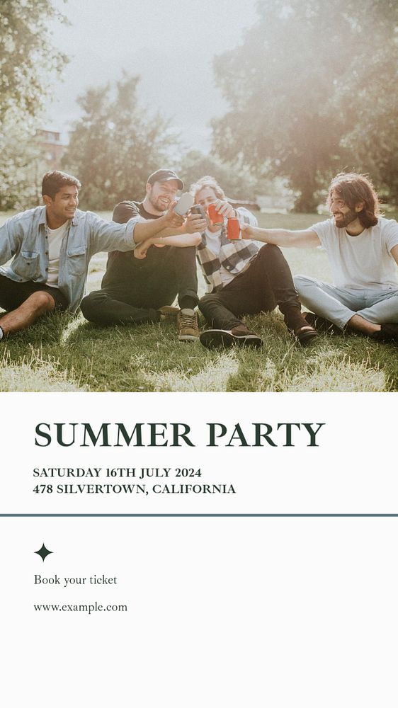 Summer party social story template, editable Instagram design